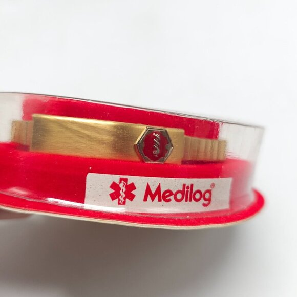 Medilog Gold Tone Medical ID Bracelet In Original Packaging - Picture 2 of 7